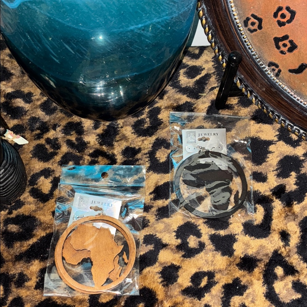 Wooden Africa Map Earrings